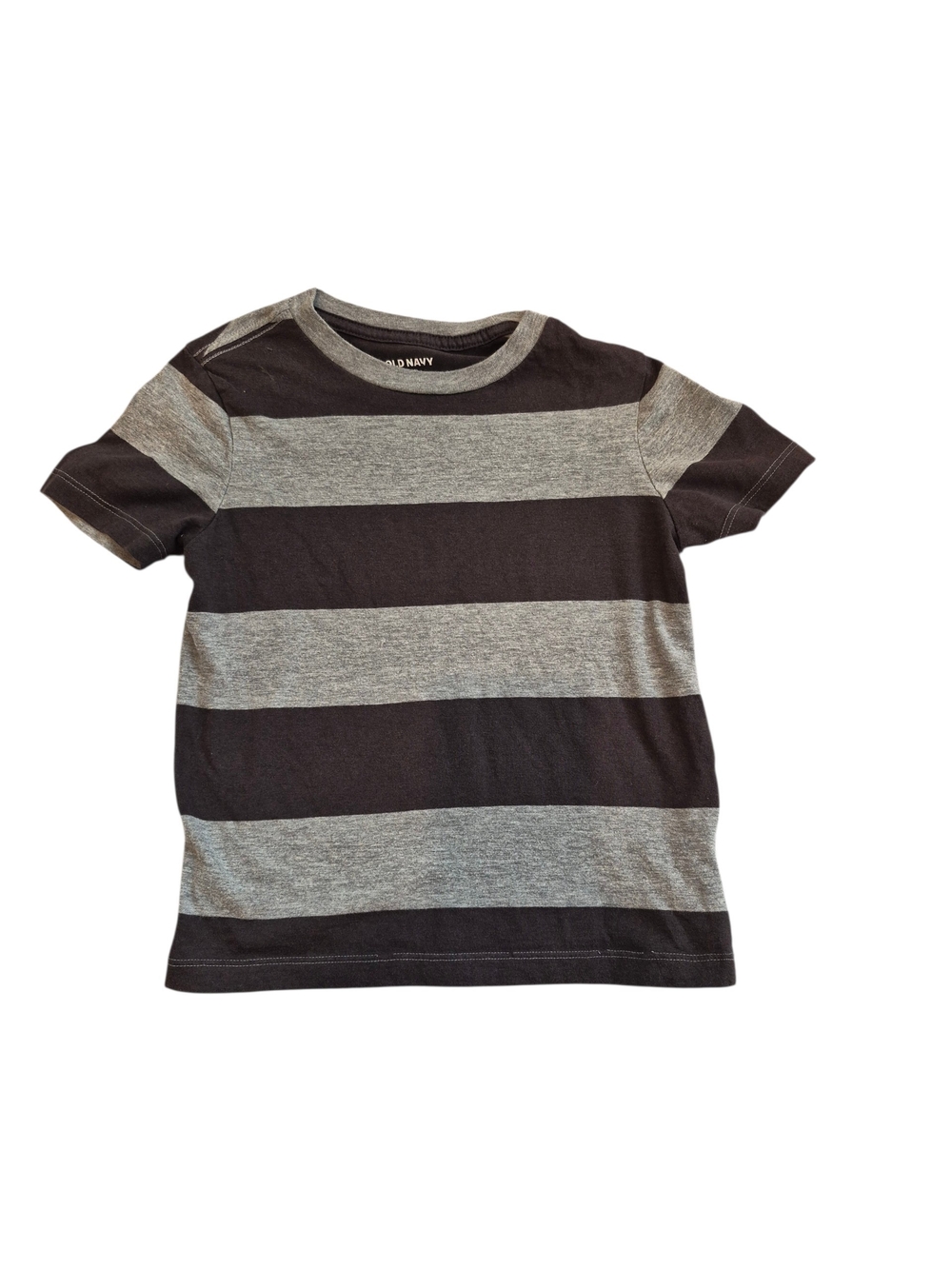 Old Navy Charcole Gray and Light Gray Wide-Stripe Kids Tee